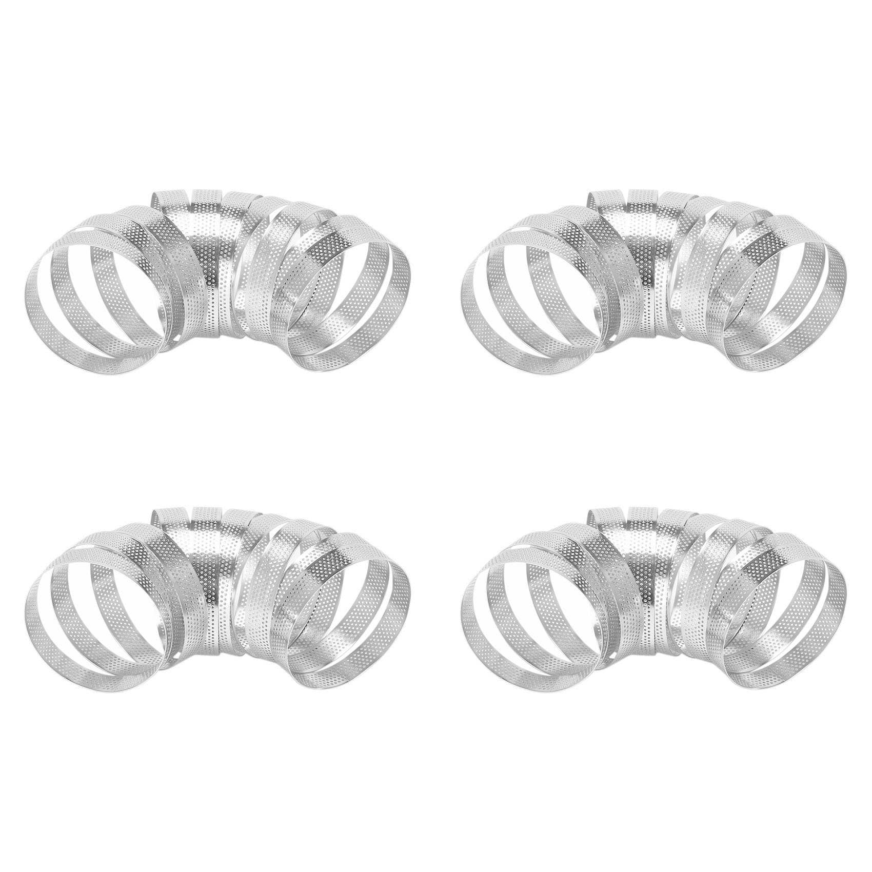 Hndhbfgrt 40Pcs Circular Tart Rings with Holes Stainless Steel Fruit Pie Quiches Cake Mousse Mold Kitchen Baking Mould 10cm