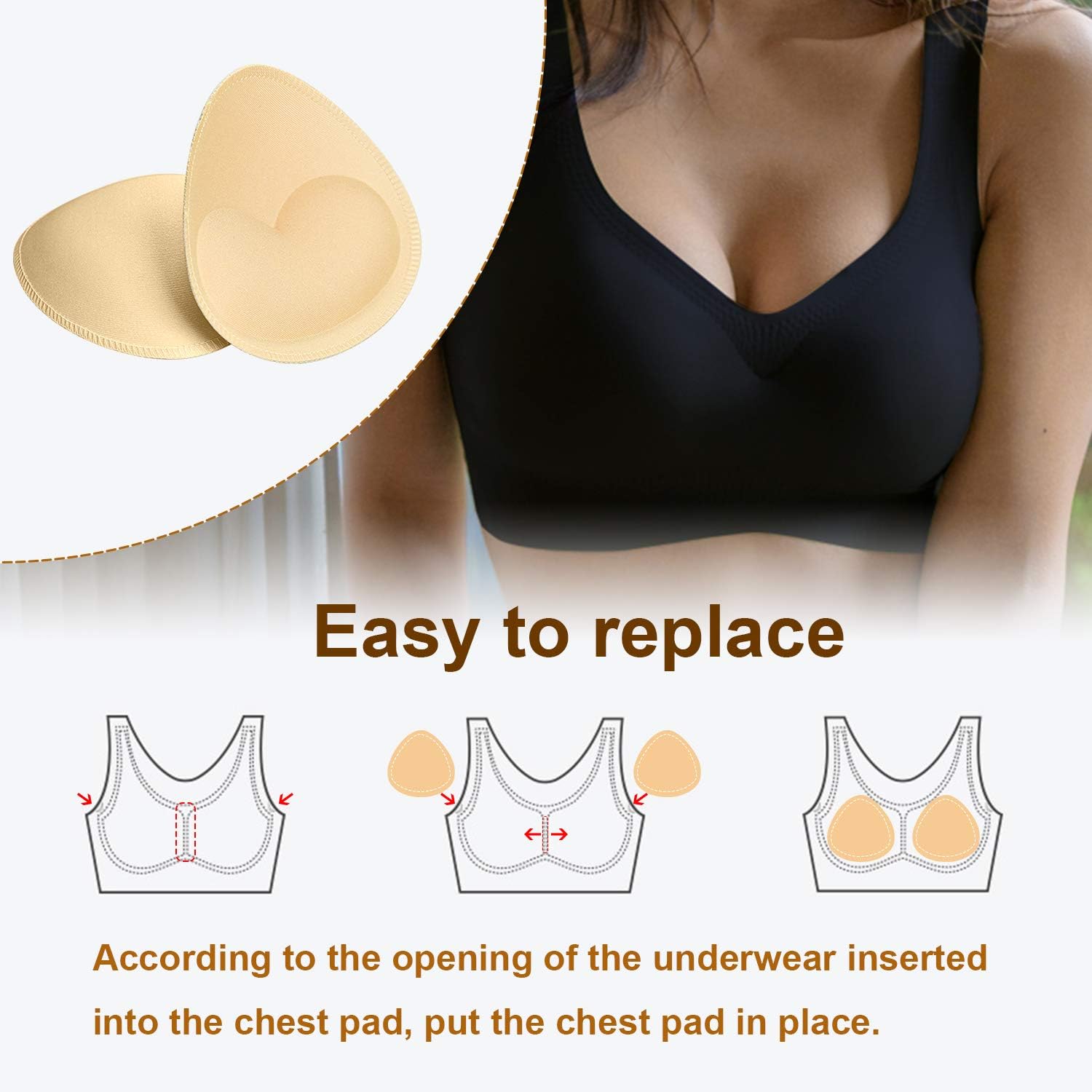 URSMART Bra Pad Inserts, Inserts Bra Cups Replacement Bra Pads Women's Comfy Sports Cups for Sport Bra Bikini Bra