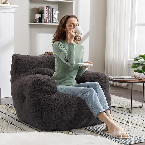 Miniatura 22 de Recaceik Sillones puff copetudos, suave relleno con relleno, sofá esponjoso y perezoso, tumbona imperial gigante para dormitorio, sala de estar,