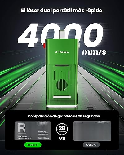 Miniatura 3 de xTool Grabador láser doble F1 2 en 1, máquina de grabado láser portátil de velocidad de rayo, grabador láser HD para joyas, metal, madera, cuero