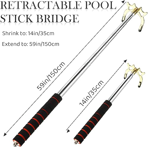 Miniatura 10 de Skylety Taco de billar para billar, accesorios de mesa de billar retráctil, soporte para taco de billar con cabezal de puente de latón extraíble