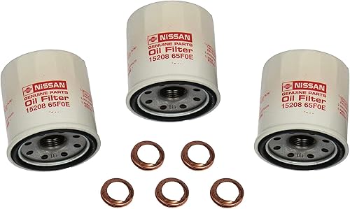 3 filtros de aceite de motor originales 1520865F0E y 5 arandelas de piedra 1102601M02 Piedra para Nissan 370Z Altima Cube Frontier Maxima Rogue
