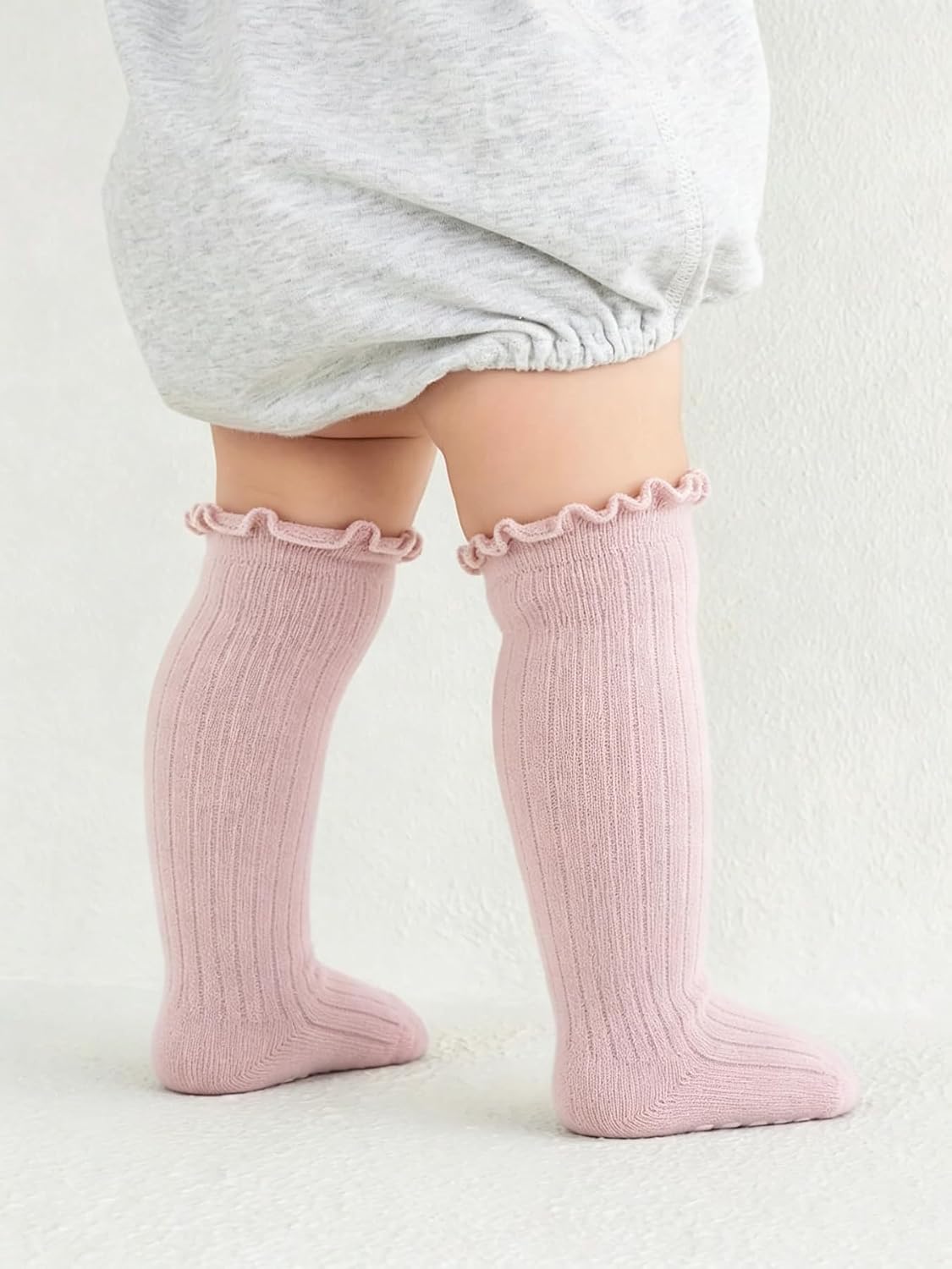 Toddler Baby Knee High Socks Soft Cotton Boy Girls Infant Long Ruffle Socks