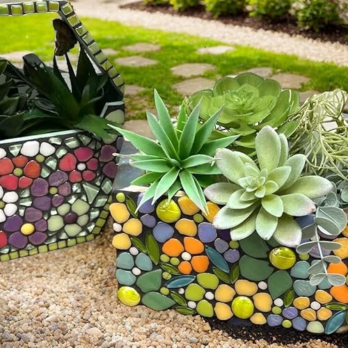 Miniatura 4 de Youway Style Azulejos de mosaico de flores para manualidades a granel, suministros de azulejos de mosaico iridiscentes de 1 libra, piezas de mosaico