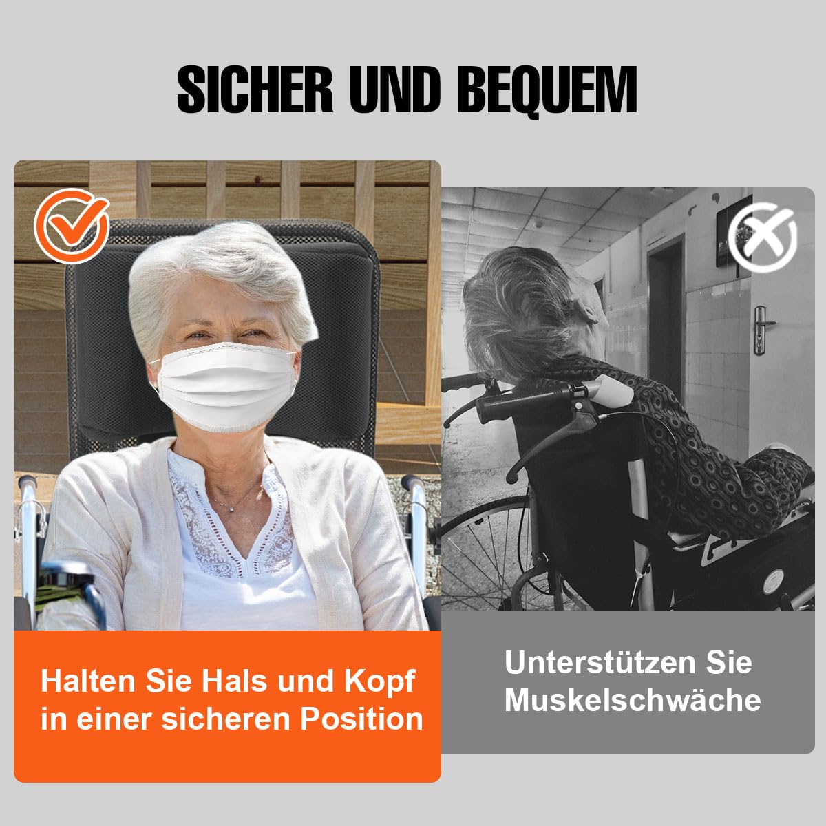 Universal-Rollstuhl-Kopfstütze, Rückenlehne, Nackenstütze, Atmungsaktiv, U Typ Kopfpolster, Verstellbar Höhe Und Winkel, Portable Neck Unterstützung Kissen Back für Reise Rollstuhl Zubehör
