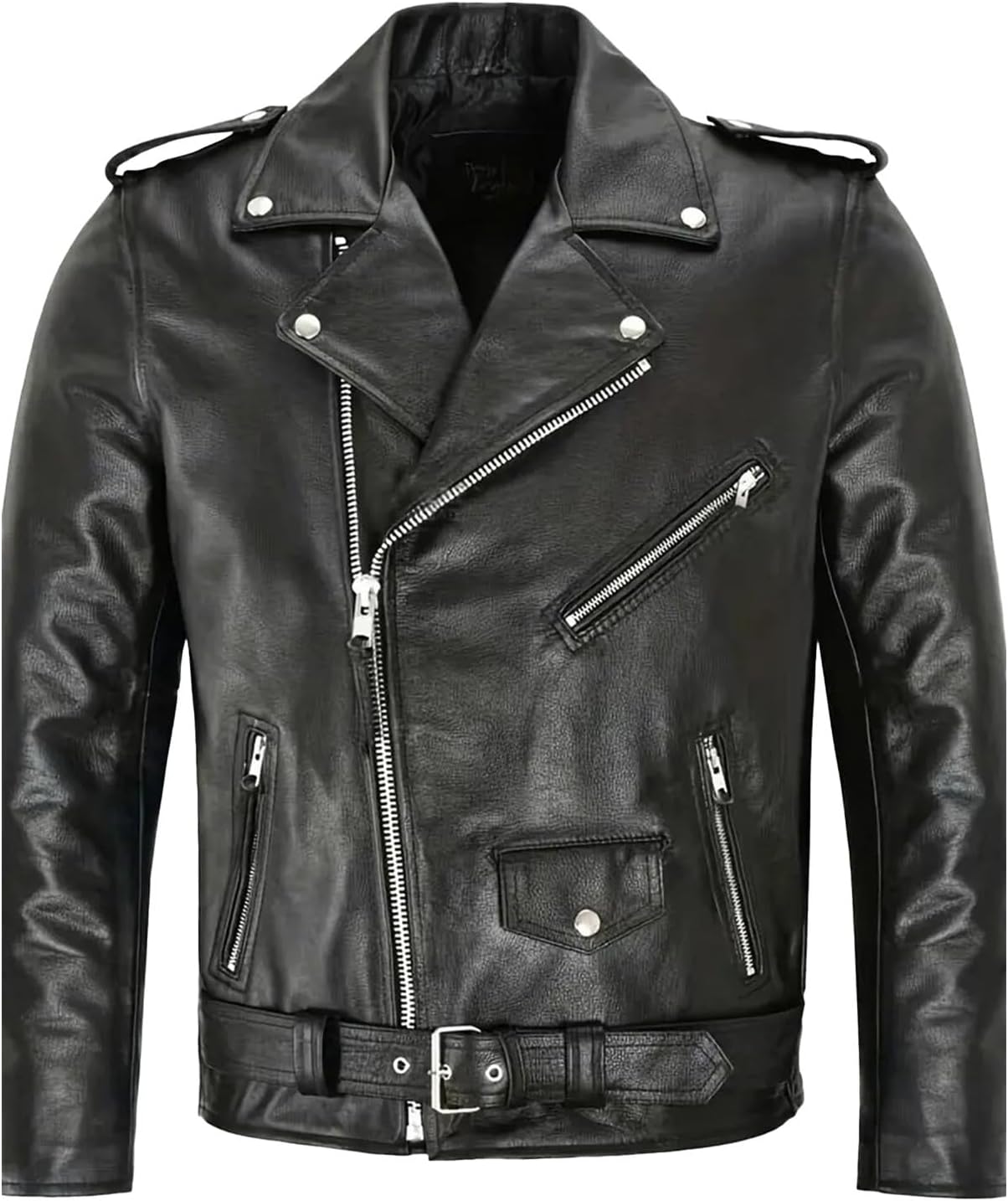 Cambkatl Men's PU Leather Jacket Casual Belted Faux Leather Motorcycle Jackets Zipper Biker Coats Windbreaker