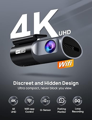 Miniatura 2 de Dash Cam 4K WiFi 2160P Dash Camera para coches cámara de coche cámara de tablero frontal grabadora cámara de tablero para autos con aplicación modo