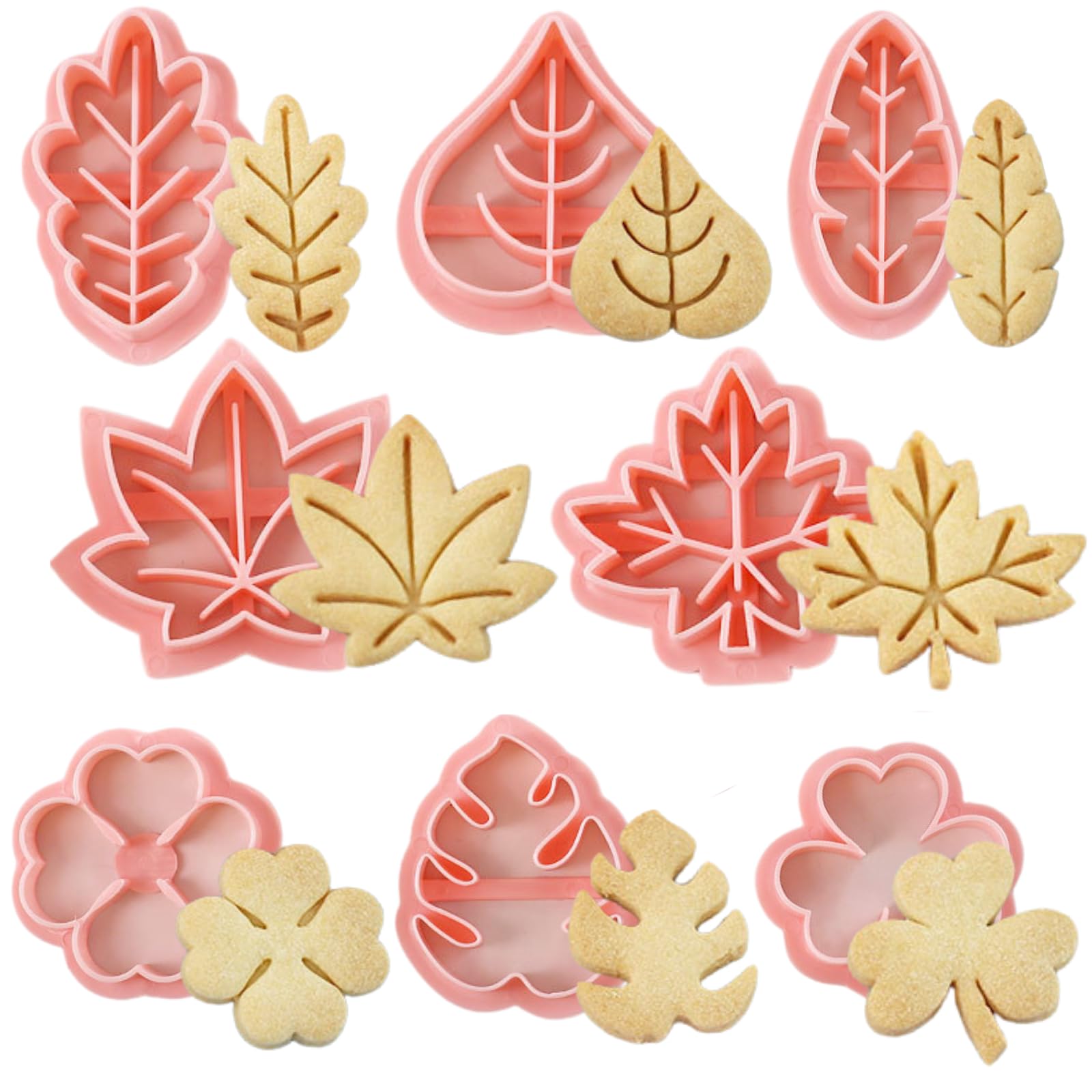 PTaizjjz Leaves Cookie Cutter Set,8 Leaf Shapes Cookie Fondant Biscui Cutters,Plastic Cutter for DIY Biscuit Cake Pastry Tools