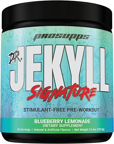 Dr Jekyll Signature - Polvo de pre-entrenamiento estimulante y libre de cafeína enfoque intenso energía y bombas 30 porciones arándano limonada
