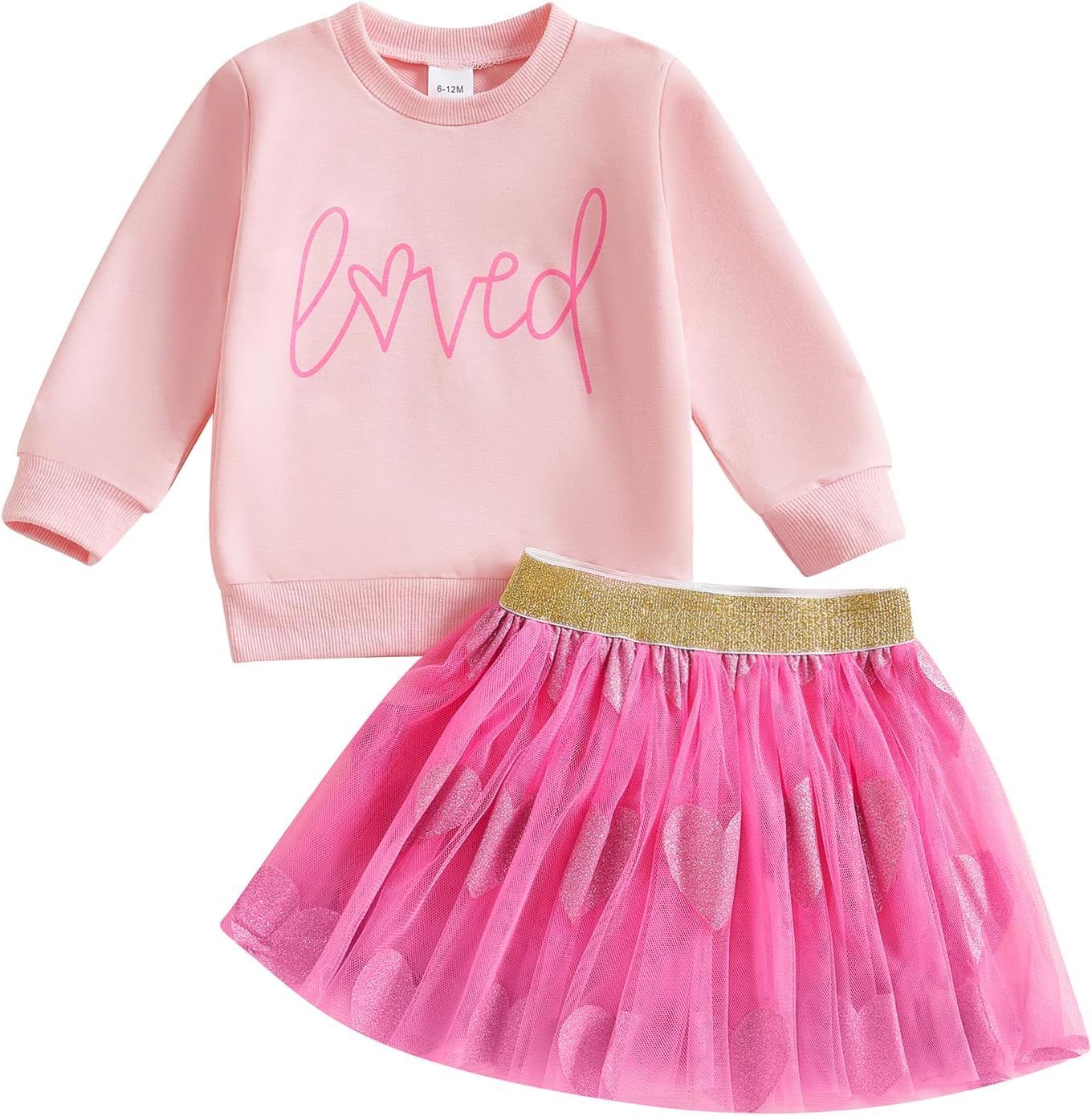 BemeyourBBs Toddler Girl Valentines Outfit Baby Girl Crewneck Shirt Tutu Skirts Set Cute Little Girl Spring Clothes