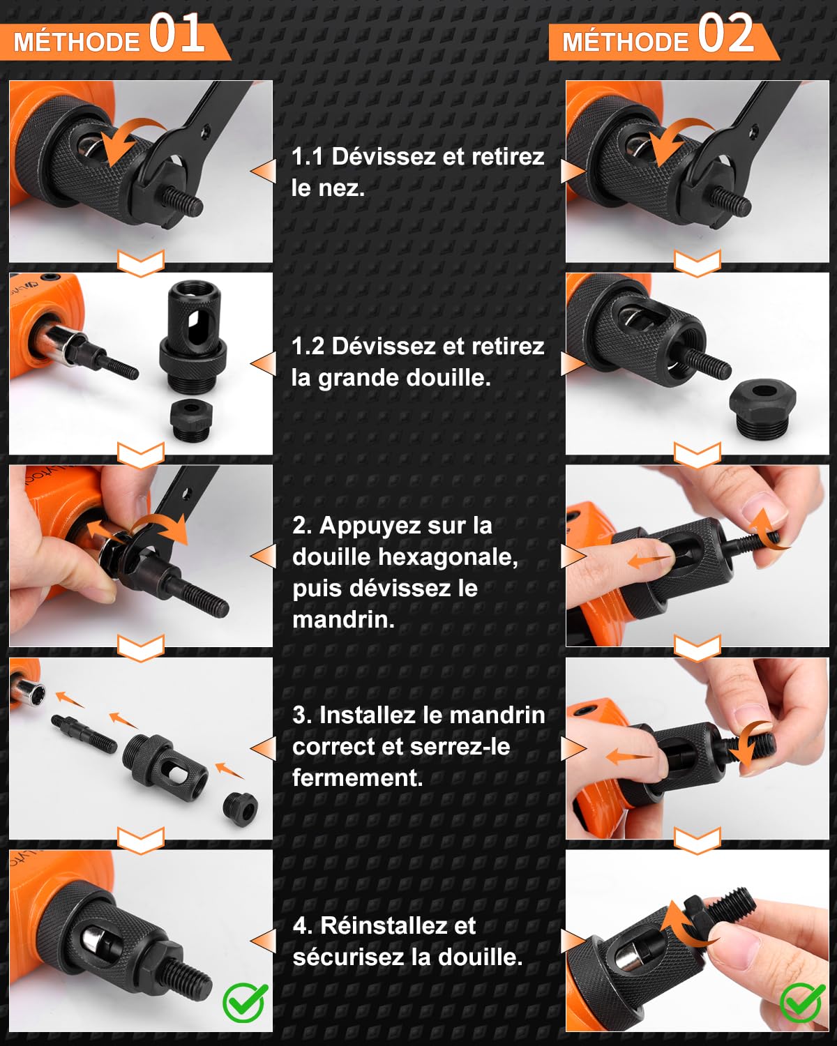 Lytool Pince-a-Insert Fileté 14",6 Mandrins Métriques, 70 Écrous, M3-M10 | Pince-à-Écrou-Fileté Avec Étui de Transport Robuste,M6 Est Sur La Pince à Écrou 2 Goupilles de Verrouillage
