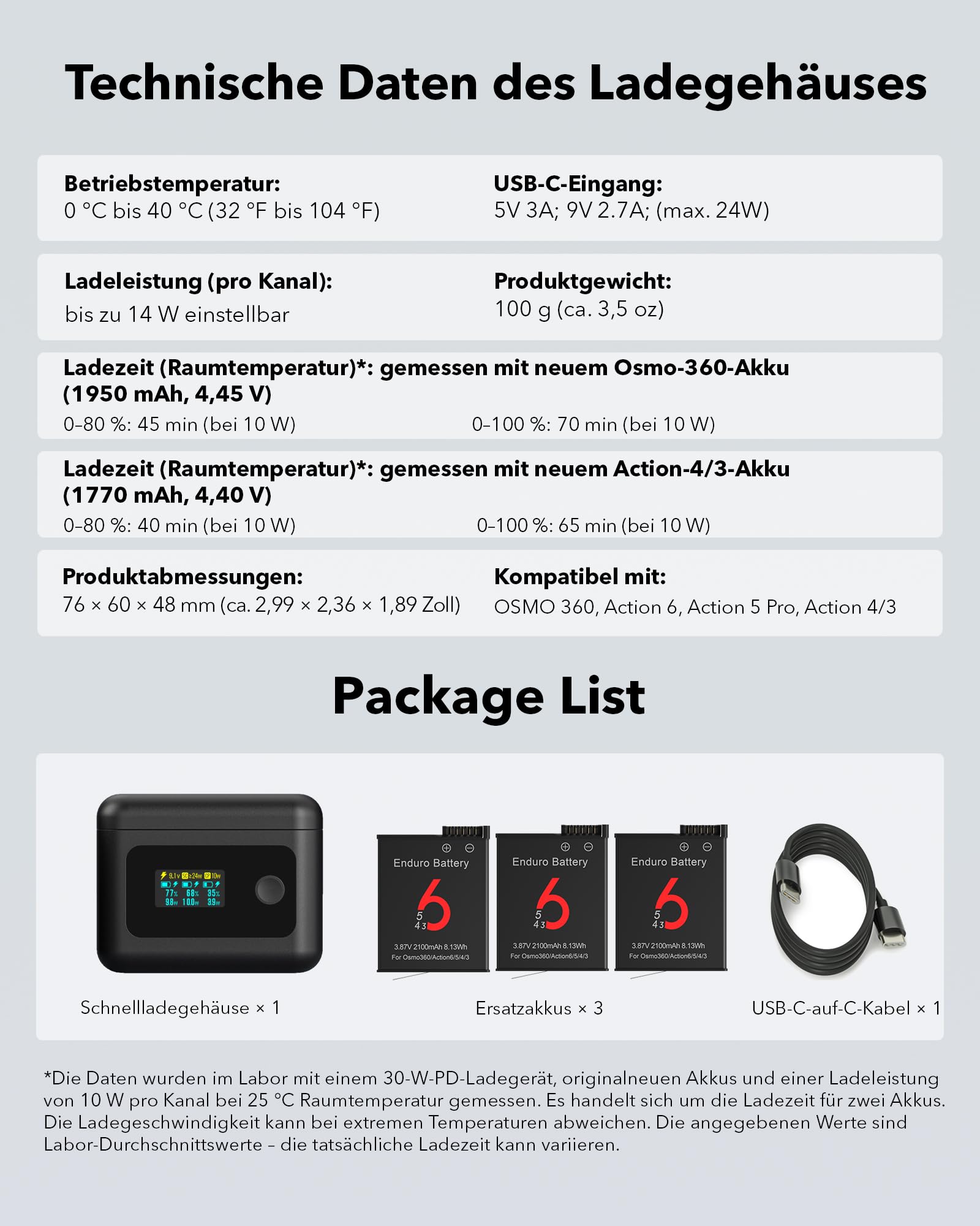 SYMIK 3er-Pack Action 6 Akkus mit Ladegerät für DJI Action 5 Pro, Osmo 360