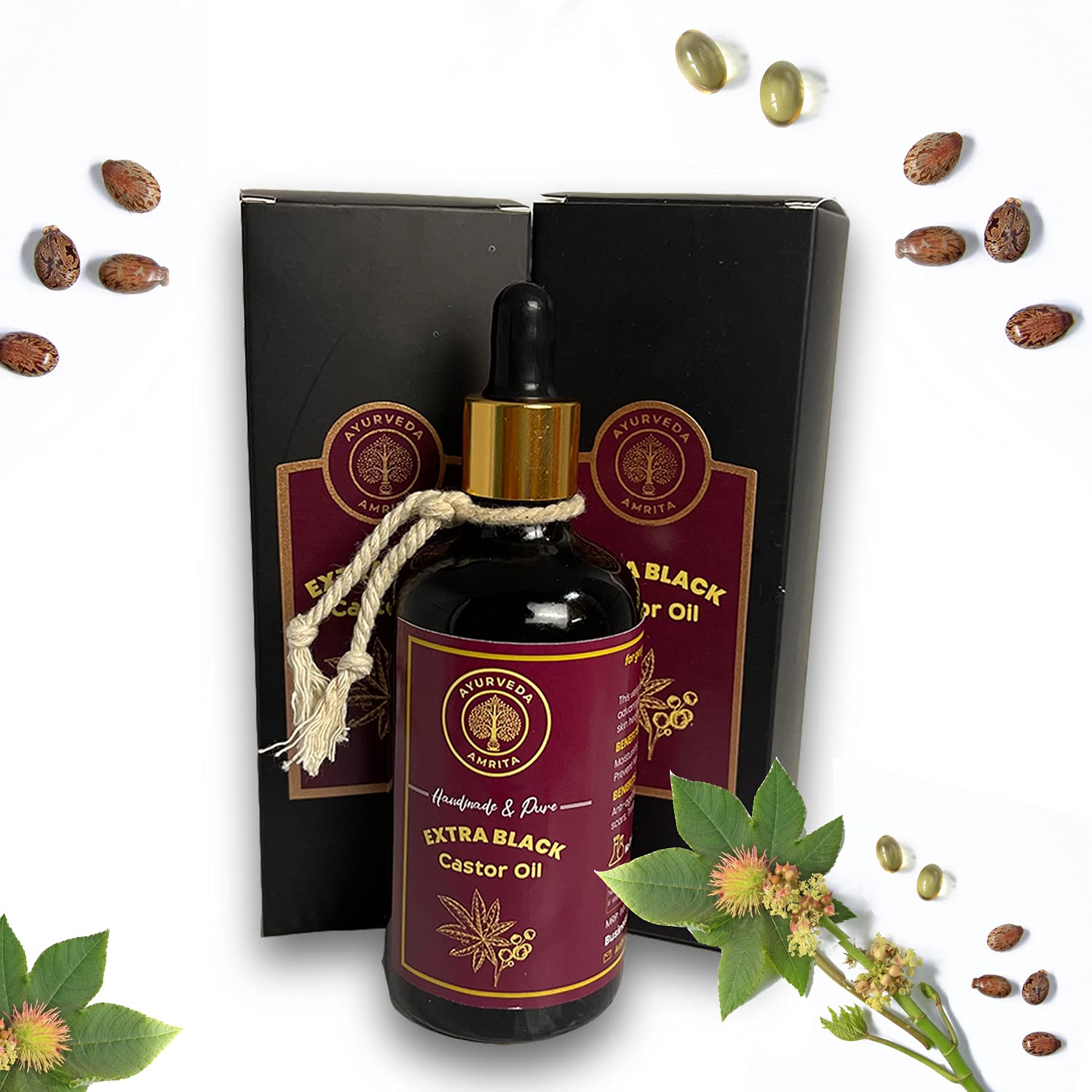 Ayurveda Amrita Black Castor Oil For Hair, Eyebrow and Beard 100 ml-image-25