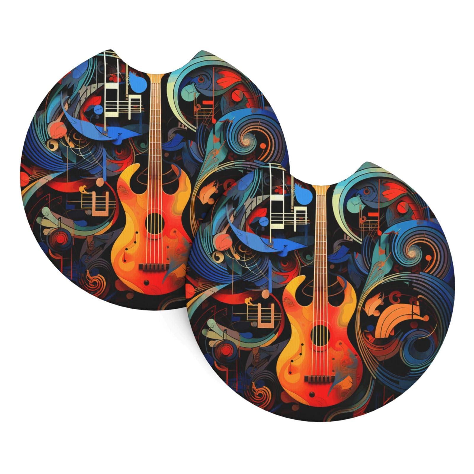 2 Pack Car Coaster for Cup Holders Music Series Car Cup Coaster 2.7" Neoprene Non-Slip Automotive Cup Mat Universal Auto Car Interior Accessories for Women Men Cup Pad