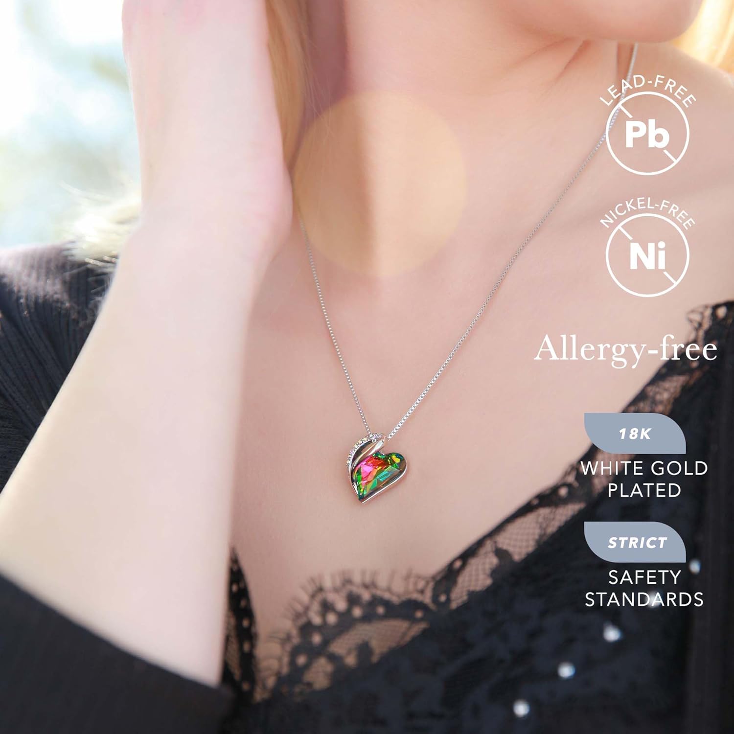 Leafael Necklaces for Women, Infinity Love Heart Pendant with Birthstone Crystals, Jewelry Gifts for Wife, Silver Plated 18 + 2 inch Chain, Birthday or Chrismas Holiday Gift for Her, Mom, & Sister Leafael Necklaces for Women, Infinity Love Heart Pendant with Birthstone Crystals, Jewelry Gifts for Wife, Silver Plated 18 + 2 inch Chain, Birthday or Chrismas Holiday Gift for Her, Mom, & Sister