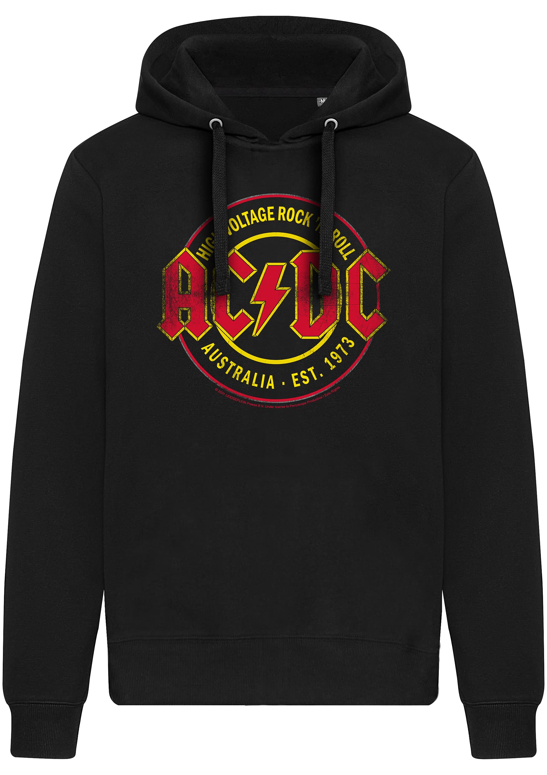 Beats & More AC/DC – High Voltage Est.73 Premium – Felpa con cappuccio senza tasche – 80% cotone biologico, 20% poliestere riciclato – Uomo (Unisex) Felpa con cappuccio per fan AC/DC