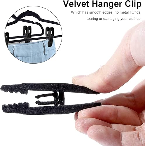 Miniatura 9 de Clips de terciopelo flocado, 20 clips antideslizantes y extraíbles para ropa, clips fuertes flocados perfectos para ropa fina de terciopelo (negro)