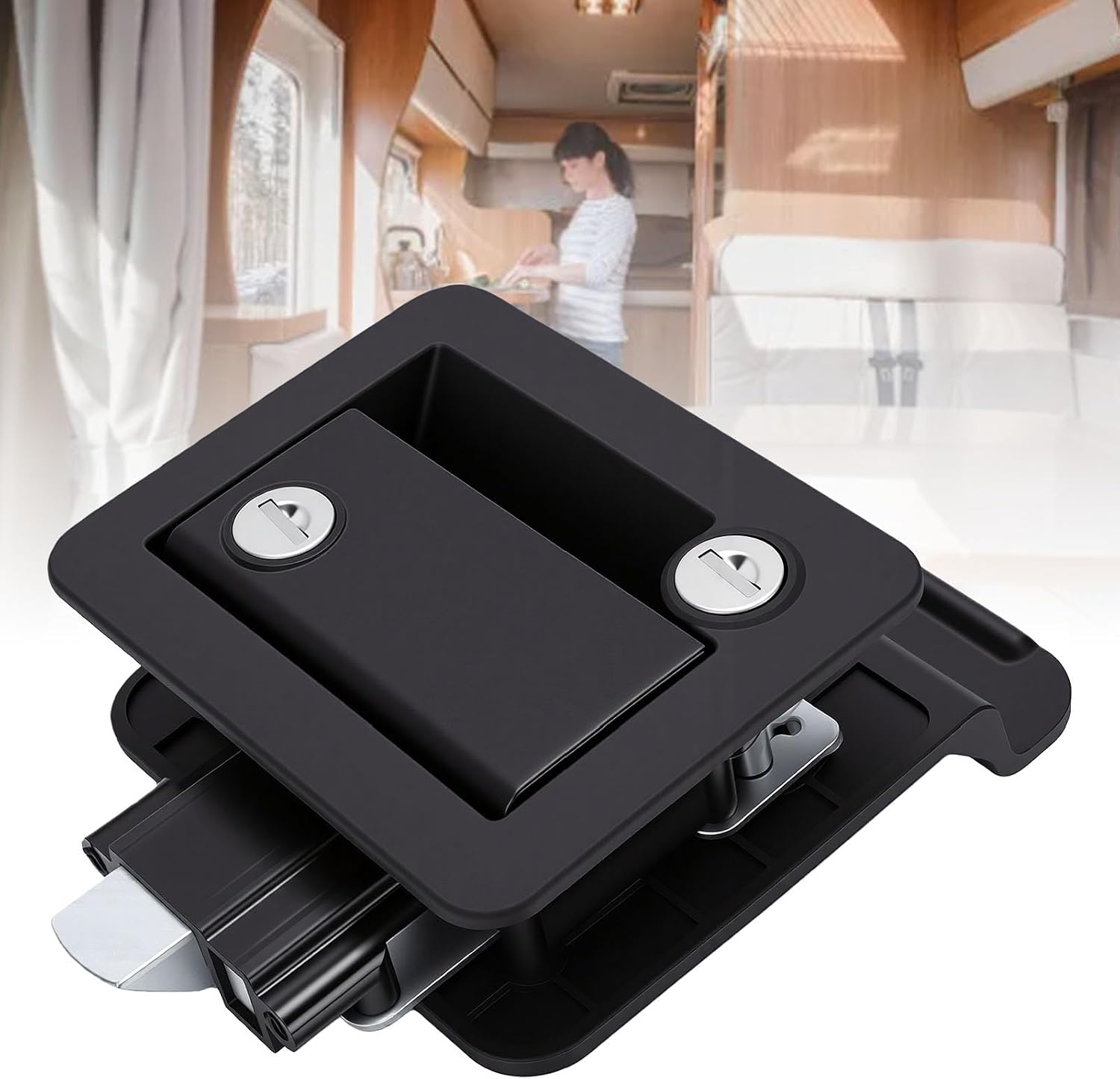 Luqeeg Black High Strength RV Entry Door Lock Plastic Entrance Lock