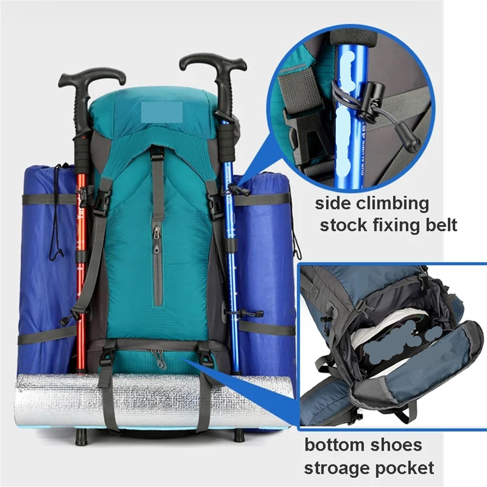 Borsa da Viaggio Zaino da Campeggio in Nylon da 70 Litri con Copertura Antipioggia Zaino da Trekking for Esterni Zaino da Alpinismo Borse a Tracolla da Uomo Bagagli Zaino Sportivo Uomo(Black)