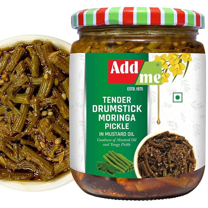 Add Me Homemade Tender Drumstick Moringa Pickle in Mustard Oil 500g, sehjan ka achar 500gm Glass Pack