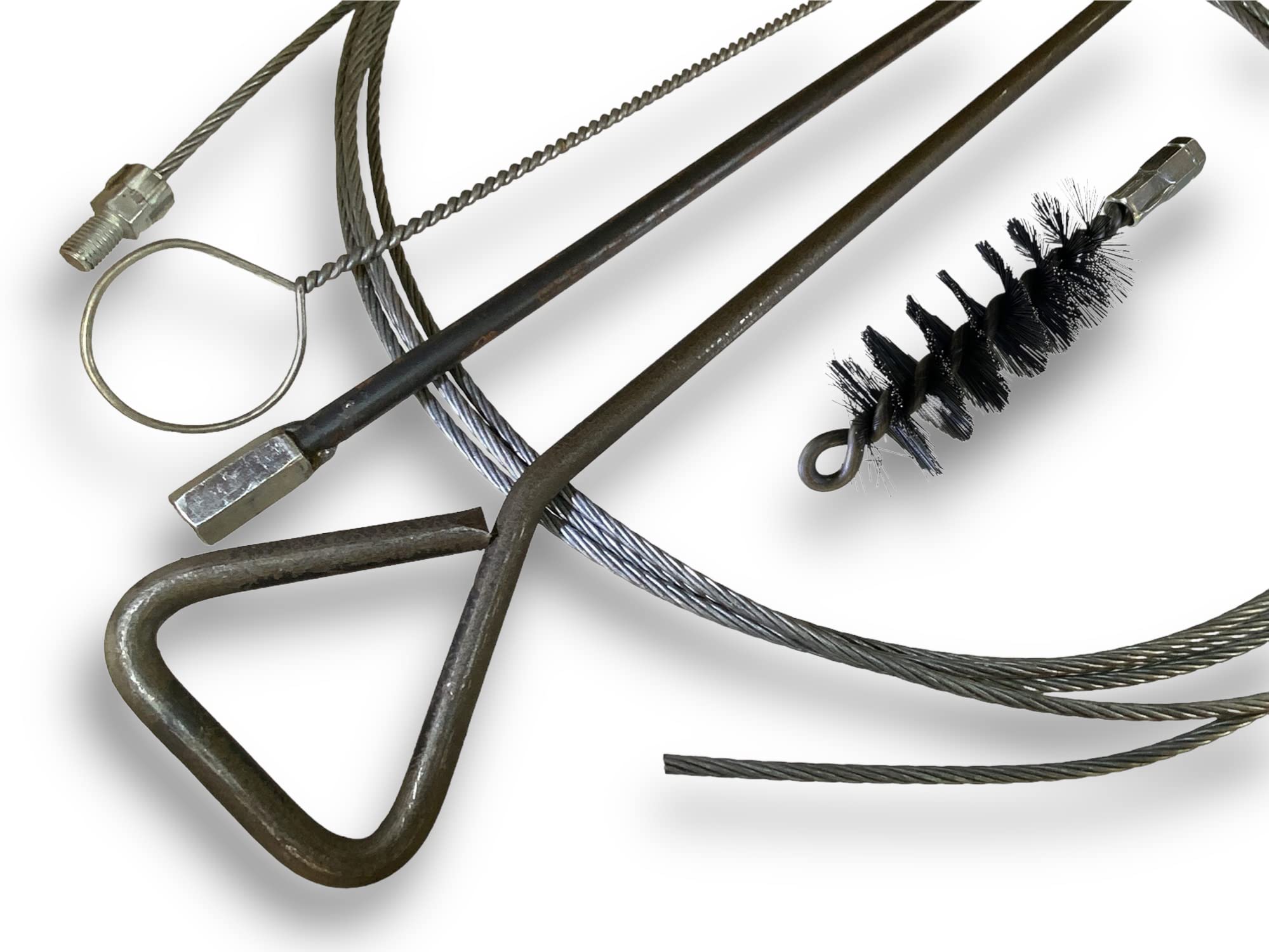 Zestaw szczotek do rur PRO Steel Ø 45 mm | 1 drążek sztywny 100 cm + przedłużacz 100 cm + 1 elastyczny pręt 80 cm + 1 fretka kablowa 7 metrów | Złączka M12*175 | Szczotka do czyszczenia rur | Kibros 41SCA45TF