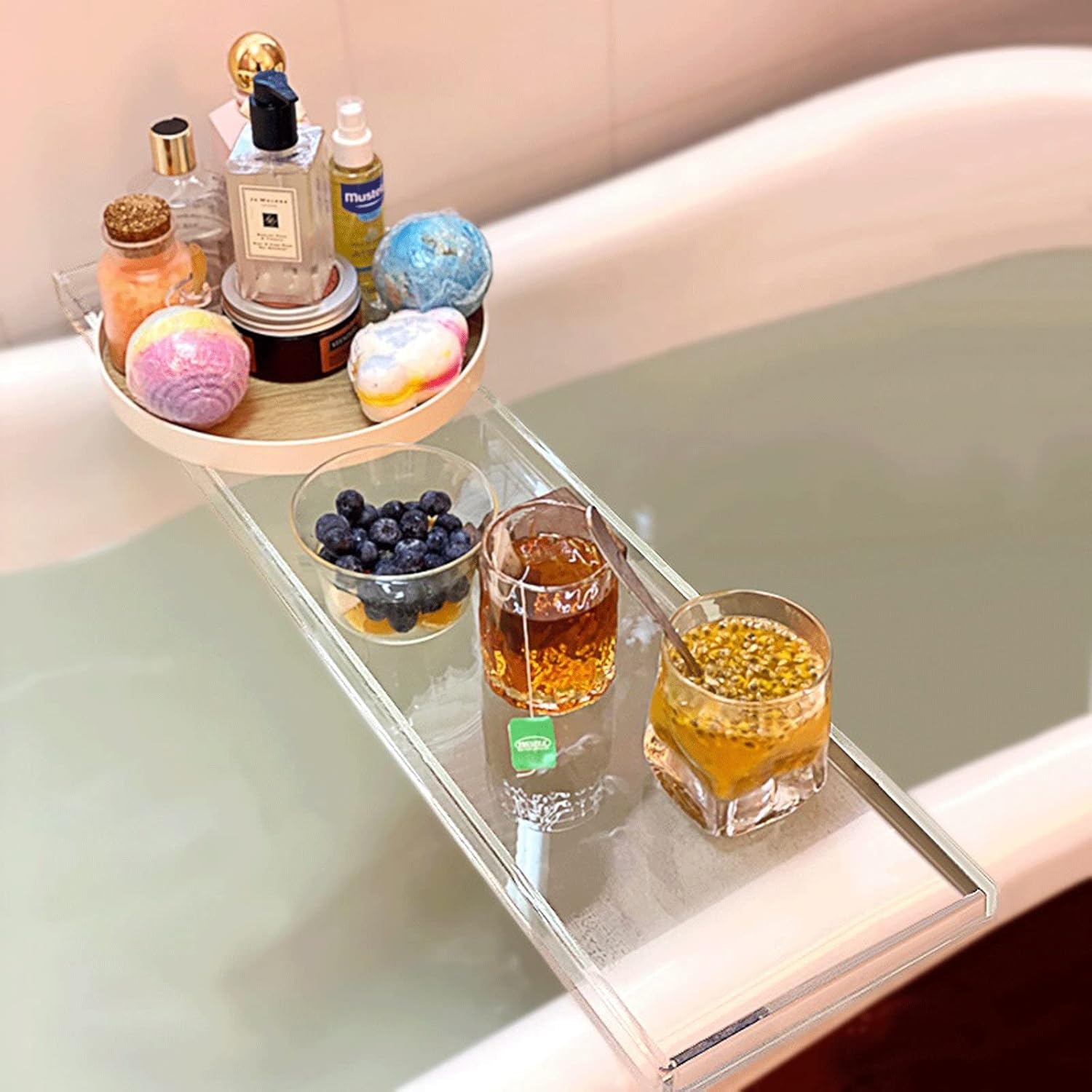 Bathroom Trays Non Slip Acrylic Bathtub Tray Portable Spa Bathroom Tray Board Bathtub Shelf Vanity Tablet Home Accessories