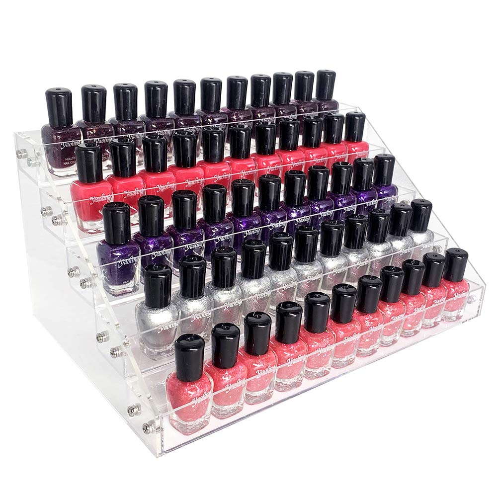 Acrylic Nail Polish Organizer, EFFIET 5 Tier Clear Nail Polish Holder Essential Oils Organizer Ejuice Bottles Shelves Ink Rack Display Rack Stand Makeup Organizer