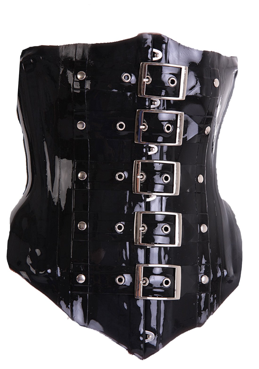 Latex Unterbrust Korsett mit Schnallen und Nieten.