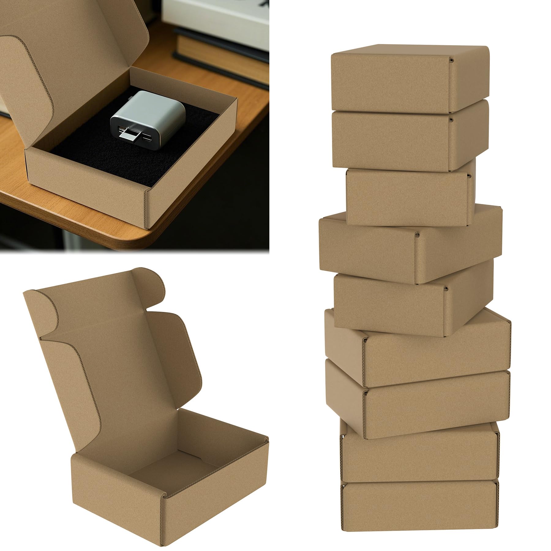 UISEBRT 20 cajas de cartón para envíos de mercancías, cajas plegables de cartón ondulado para envíos de mercancías grandes, color marrón, caja de documentos para el envío de mercancías pequeñas (15 x