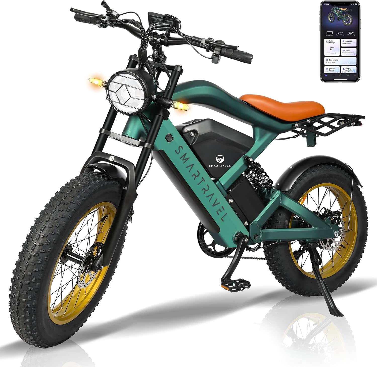 SMARTRAVEL Electric Bike, 1200W Brushless Motor Ebike, 48V/20Ah Removable Battery,GPS and APP Control, 20