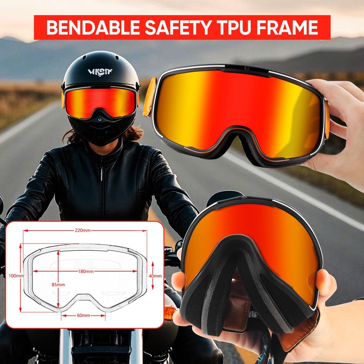 Motorcycle Goggles 2 Pack - Dirt Bike Goggles Motocross Goggles ATV Riding Off-Road Glasses - Image 8