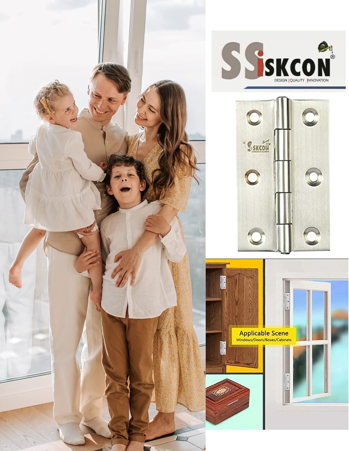 s siskcon 3in Cabinet Door Hinges 10 Pieces Pack Stainless Steel Folding Box Gift Guitar Mini Small Jewelry Heavy Silver 3 in x 3/4 x 3/4 1.7mm Thickness Satin 32D - Pack of 1