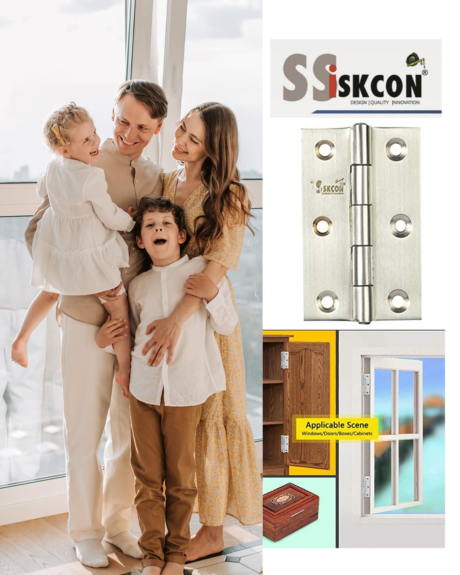 Bisagras plegables de 7,6 cm para muebles de hogar, bisagras para puerta, 10 unidades, SSiSKCON 75 x 19 x 19, 60 tornillos, Satin32D, resistente, 3 x 3/4 x 3/4 1,7 mm de grosor