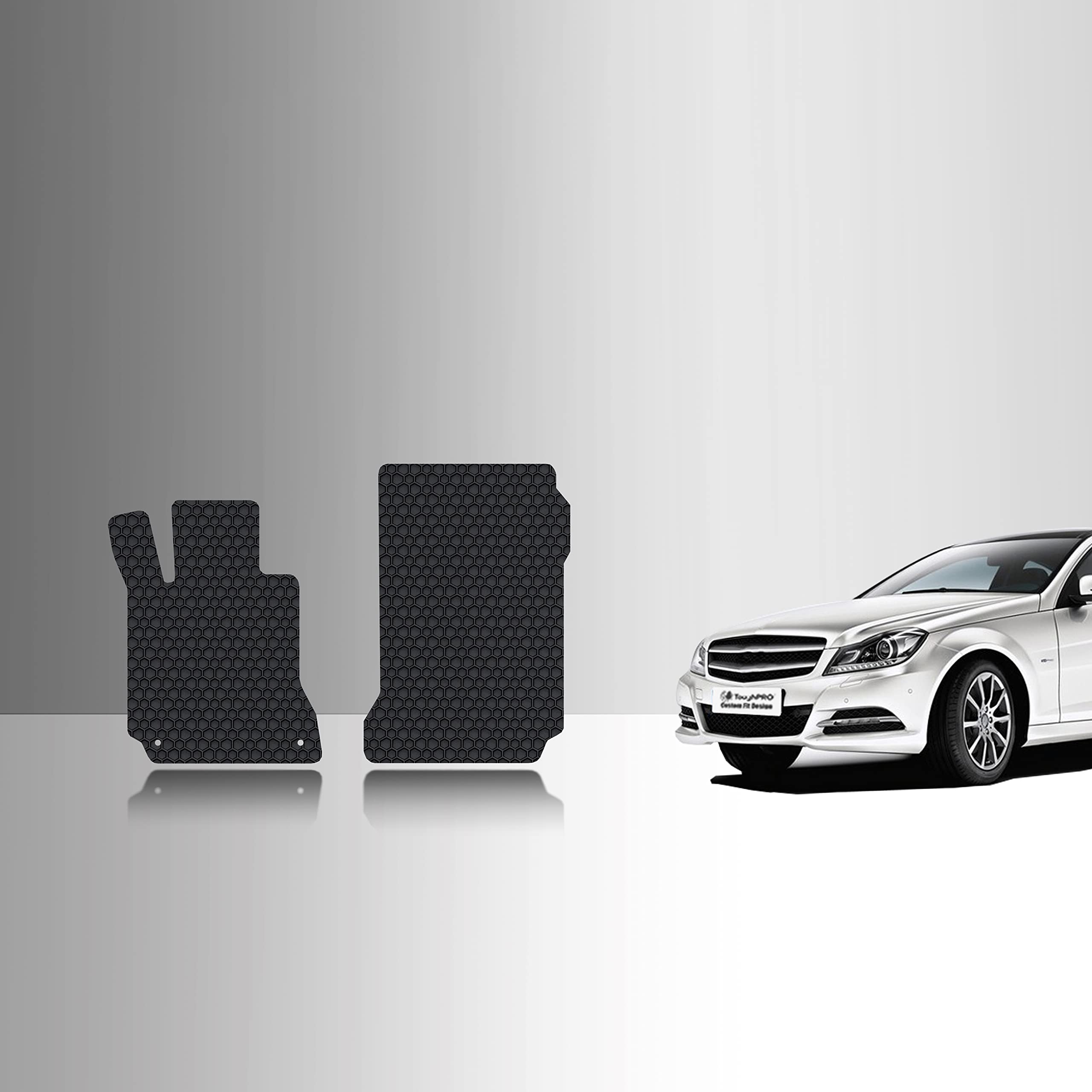 TOUGHPRO Front Mats Accessories Set for Mercedes Benz C300 Sedan All Weather Heavy Duty (Made in USA) Black Rubber 2008 2009 2010 2011 2012 2013 2014