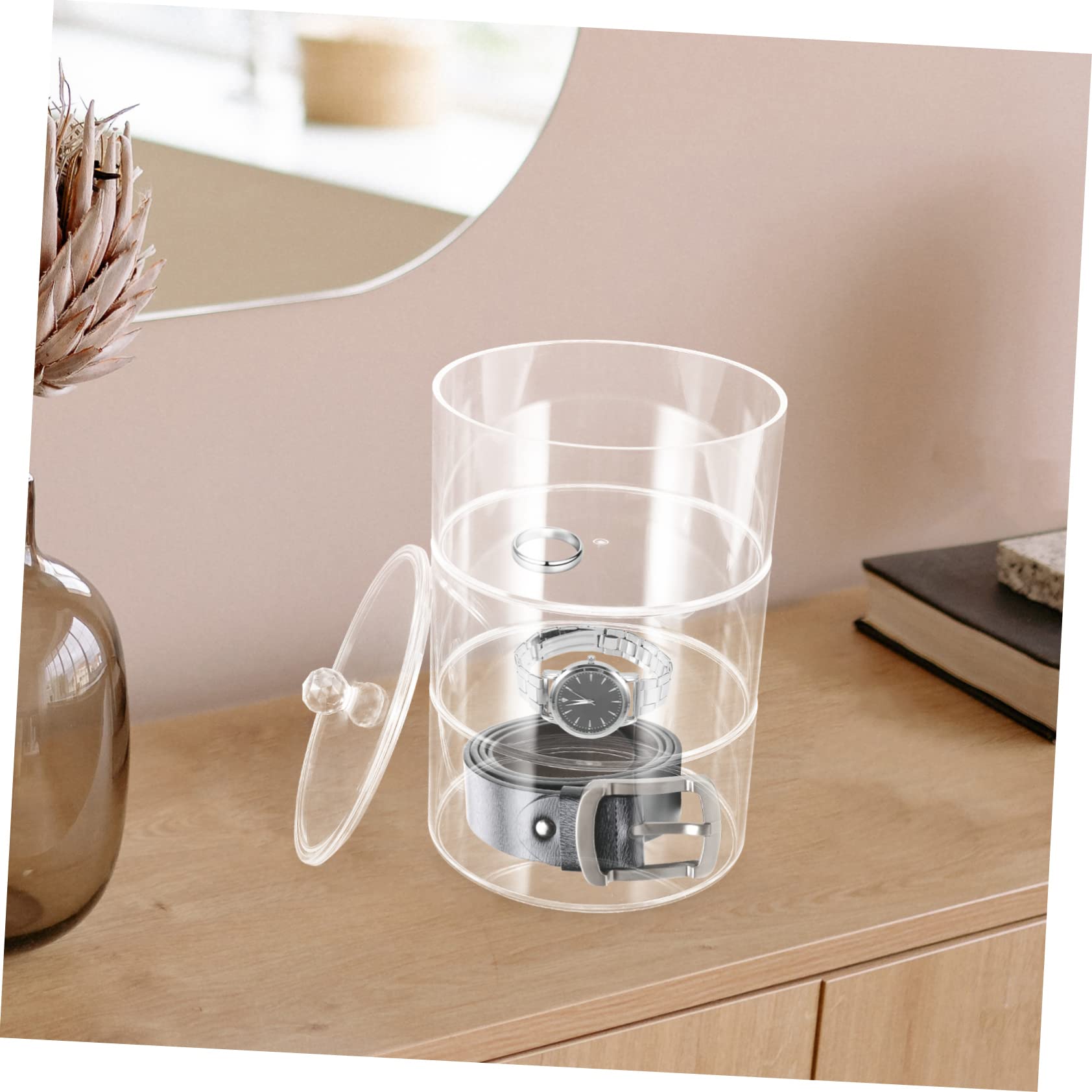 Alipis Multi Jewelry Storage Box Transparent Belt Organizer for Watches Earrings and Accessories Stylish Desktop Display Case for Home Organization