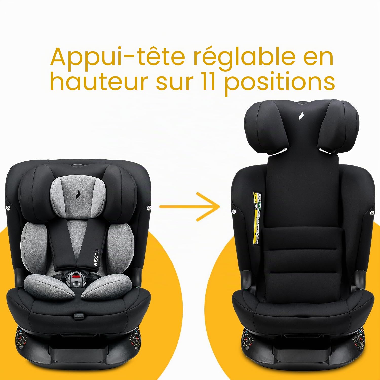 OSANN - Siège auto bébé/enfant Taos360 Rotatif 360° Isofix et Top-Tether - 40-150 cm - 0 à 12 ans - Groupe 1/2/3 - Gris, 11 hauteurs, Dos/face à la route, Supports magnétiques pour sangles d'épaules