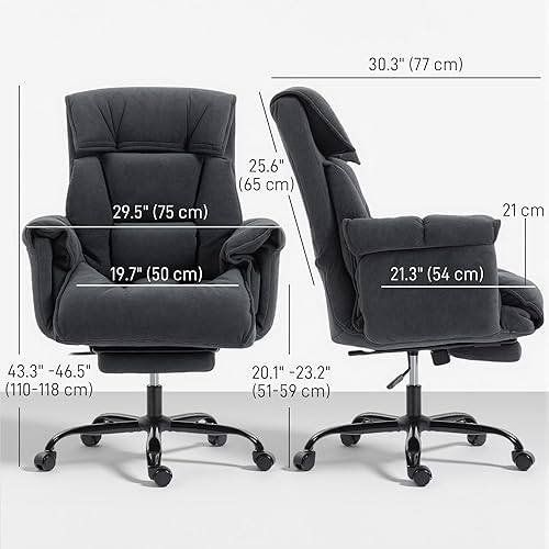 Miniatura 3 de HOMCOM Executive Office Chair with Footrest, Reclining Swivel Computer Desk Chair with High Back, Thick Cushion, Padded Armrest, Adjustable Height,
