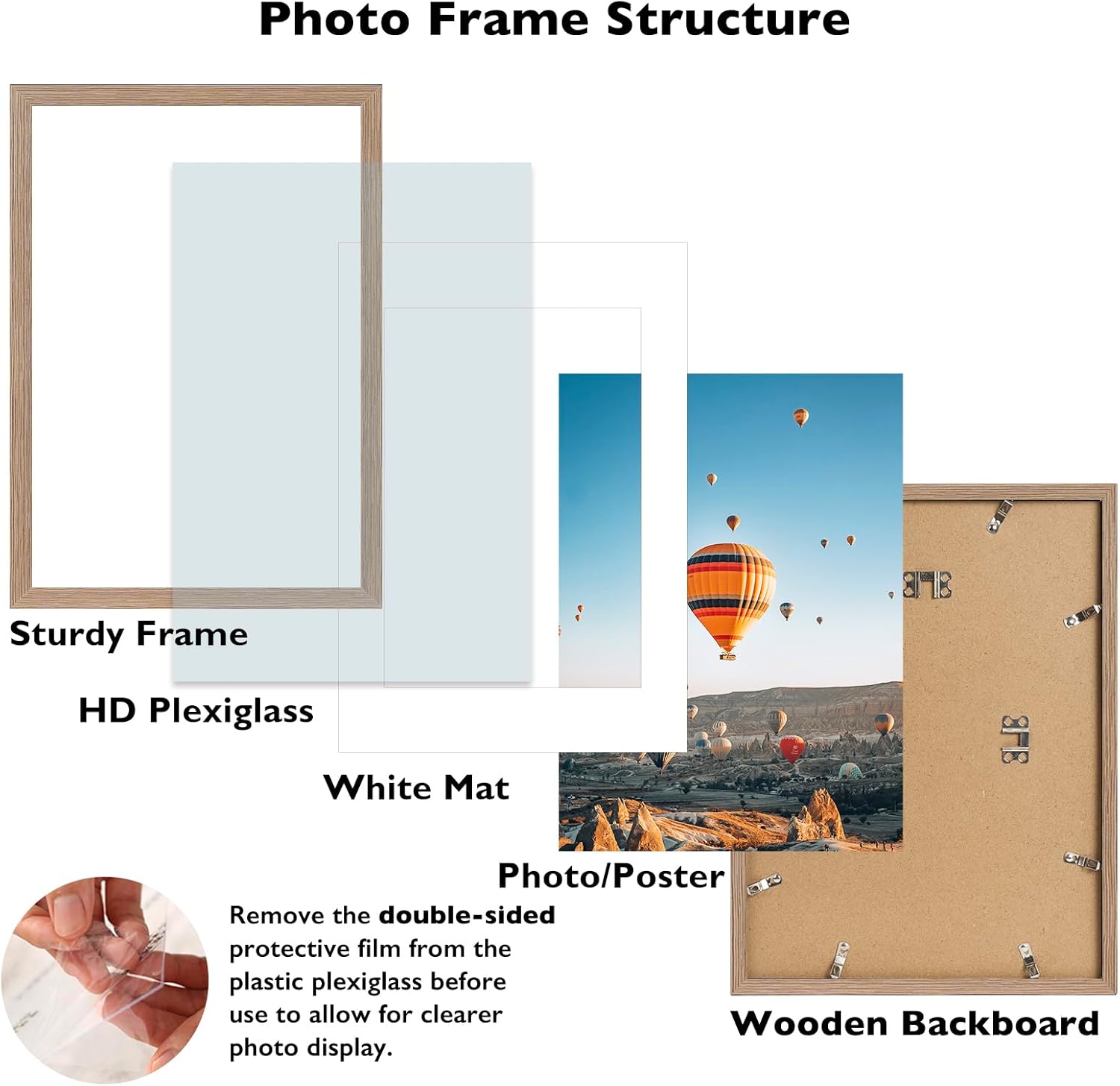 16.5x23.4 a2 picture frame rustic brown with 11.7x16.5 a3 mat, display photo 11.7x16.5 with mat or 16.5 x 23.4 without mat, wall hanging large frame with plexiglass, rustic brown rustic brown 16.5x23.4 inch