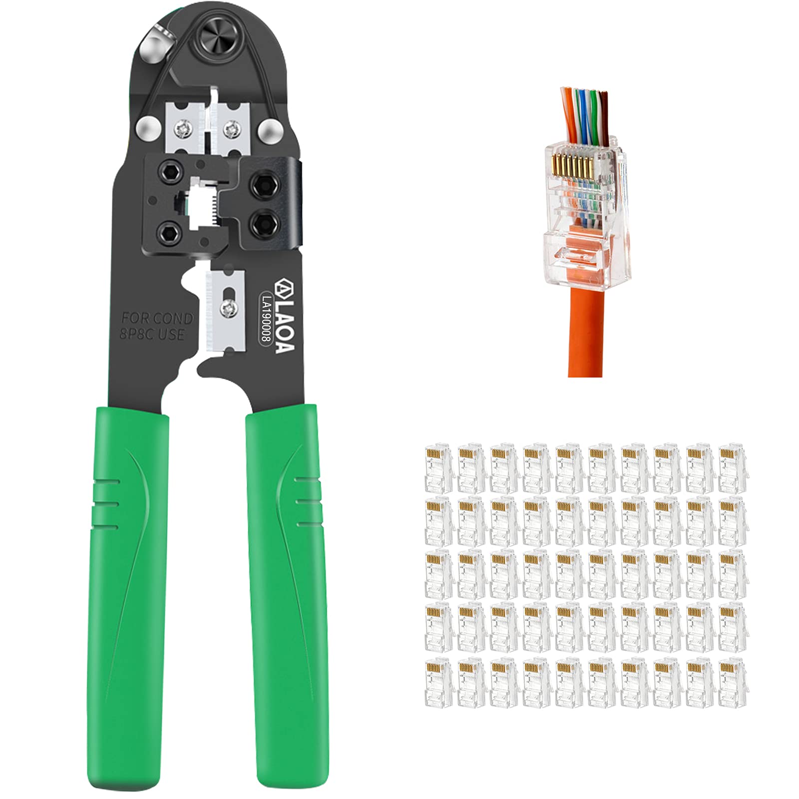 3 En 1 - Pince à Sertir RJ11 RJ45 Verte Pour OMAY 6P 8P, Testeur De