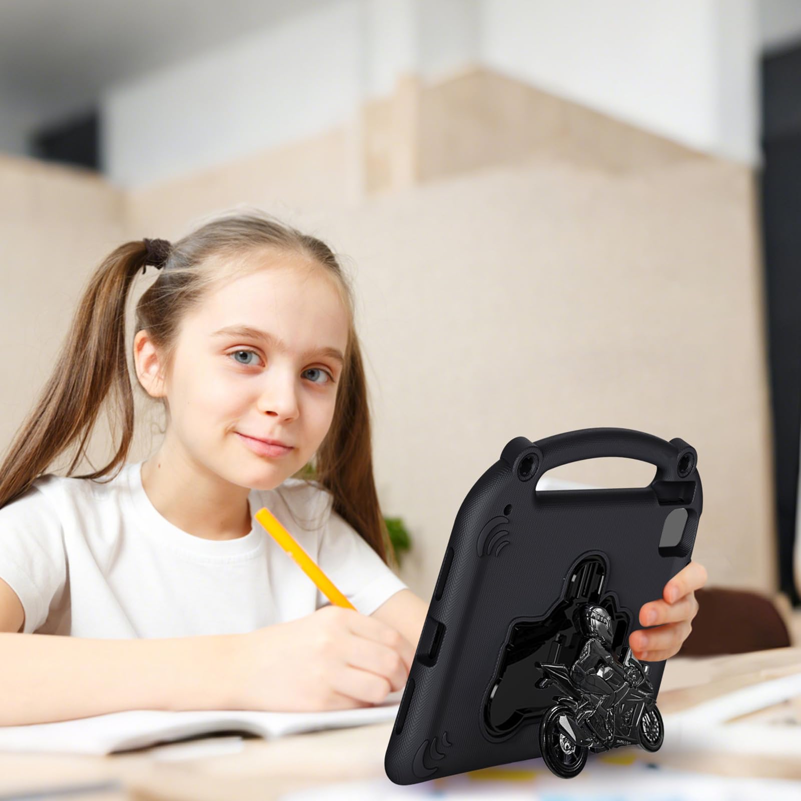 Custodia Protettiva in EVA per Bambini, Copertura per Tablet Antiurto, Protezione Totale Contro la Caduta del Corpo con Supporto e Maniglia, per 10a 11a Generazione e Altre Serie (BLACK)