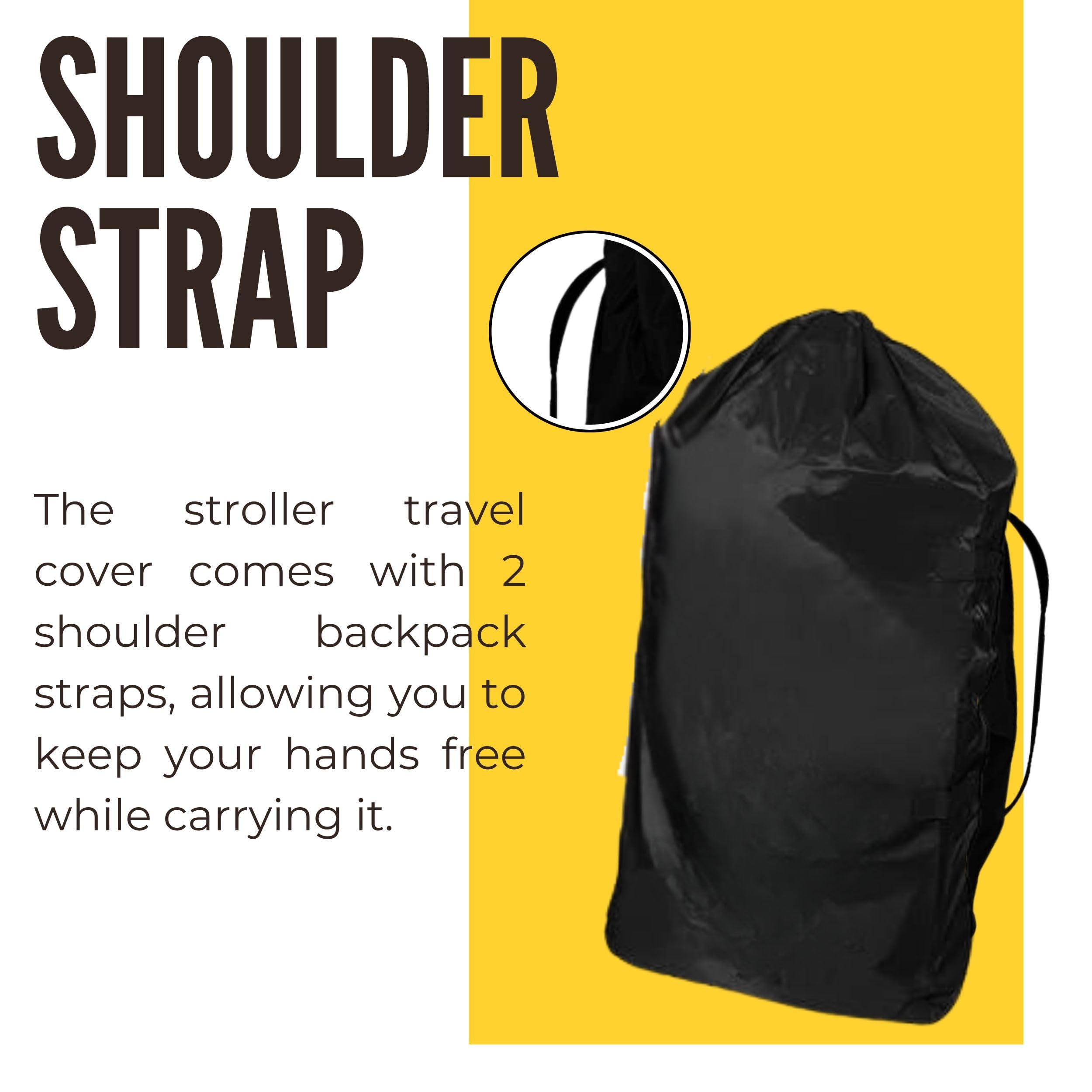 Phillin Baby Stroller Cover - Water Resistant and Stylish Protection Case for Your Baby Car Seat with Shoulder Strap and Drawstring Closure Waterproof Rain and Travel Dust Cover for Stroller's (Black) - Image 7 thumbnail