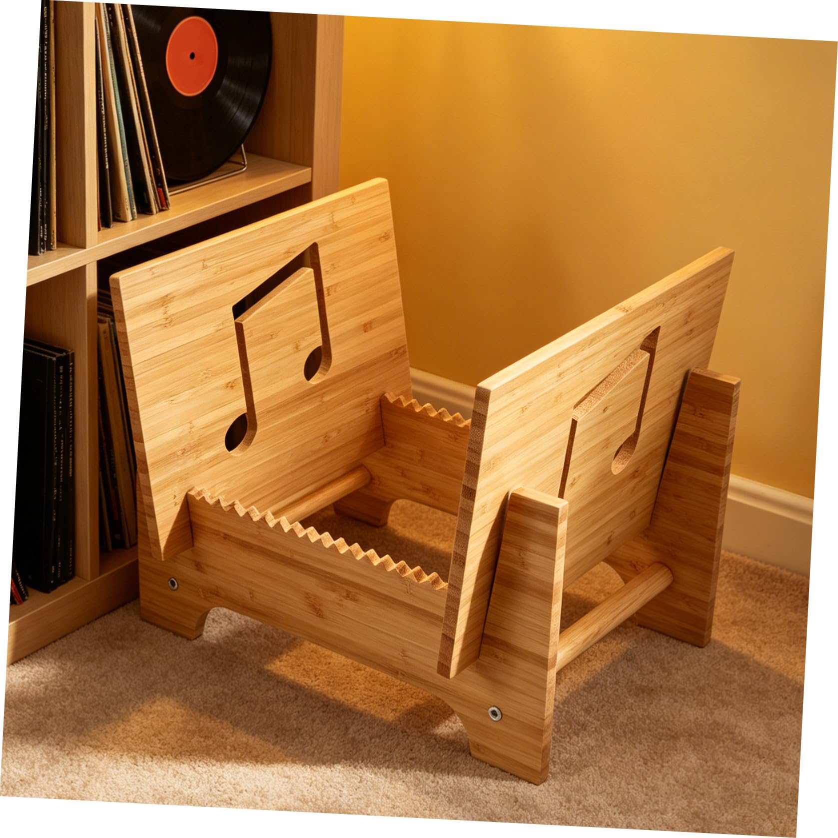 SHINEOFI Porta Dischi e Finitura Naturale per Vinili in Legno con Design Robusto Supporto per Organizzare e Conservare i Tuoi Vinili in Salotto