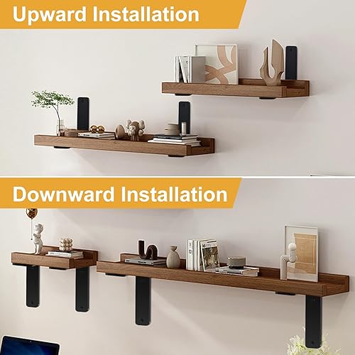 Miniatura 4 de Paquete de 12 soportes de hierro en L, negro, 12 pulgadas de largo x 8 pulgadas de alto x 1.5 pulgadas de ancho, 1364 pulgadas de grosor, para