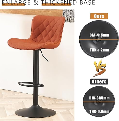 Miniatura 49 de YOUNUOKE Taburetes de bar de altura de mostrador para isla de cocina de 24 pulgadas, de metal, negro, juego de 2 taburetes giratorios ajustables con