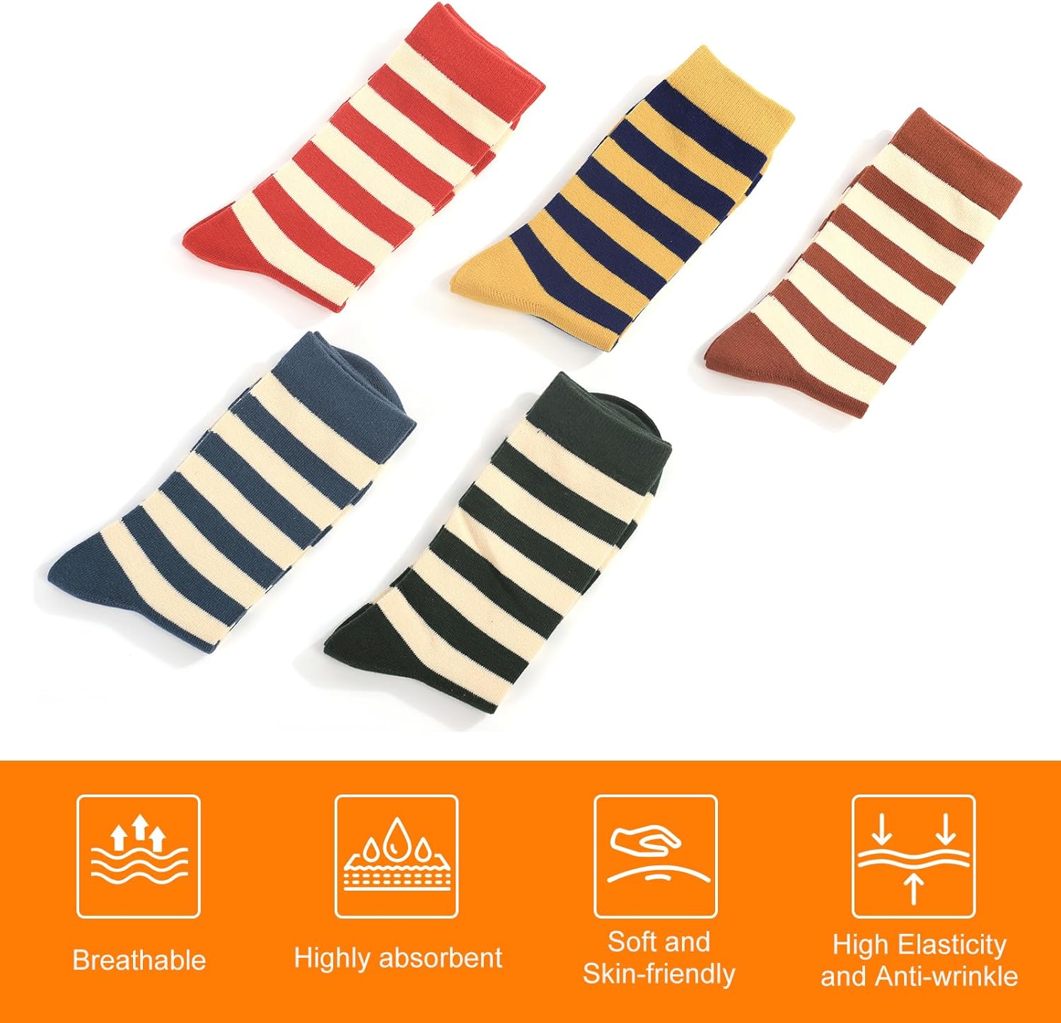 Striped Socks Tube Socks Retro Style Colorful Crew Funny Sock - Image 4
