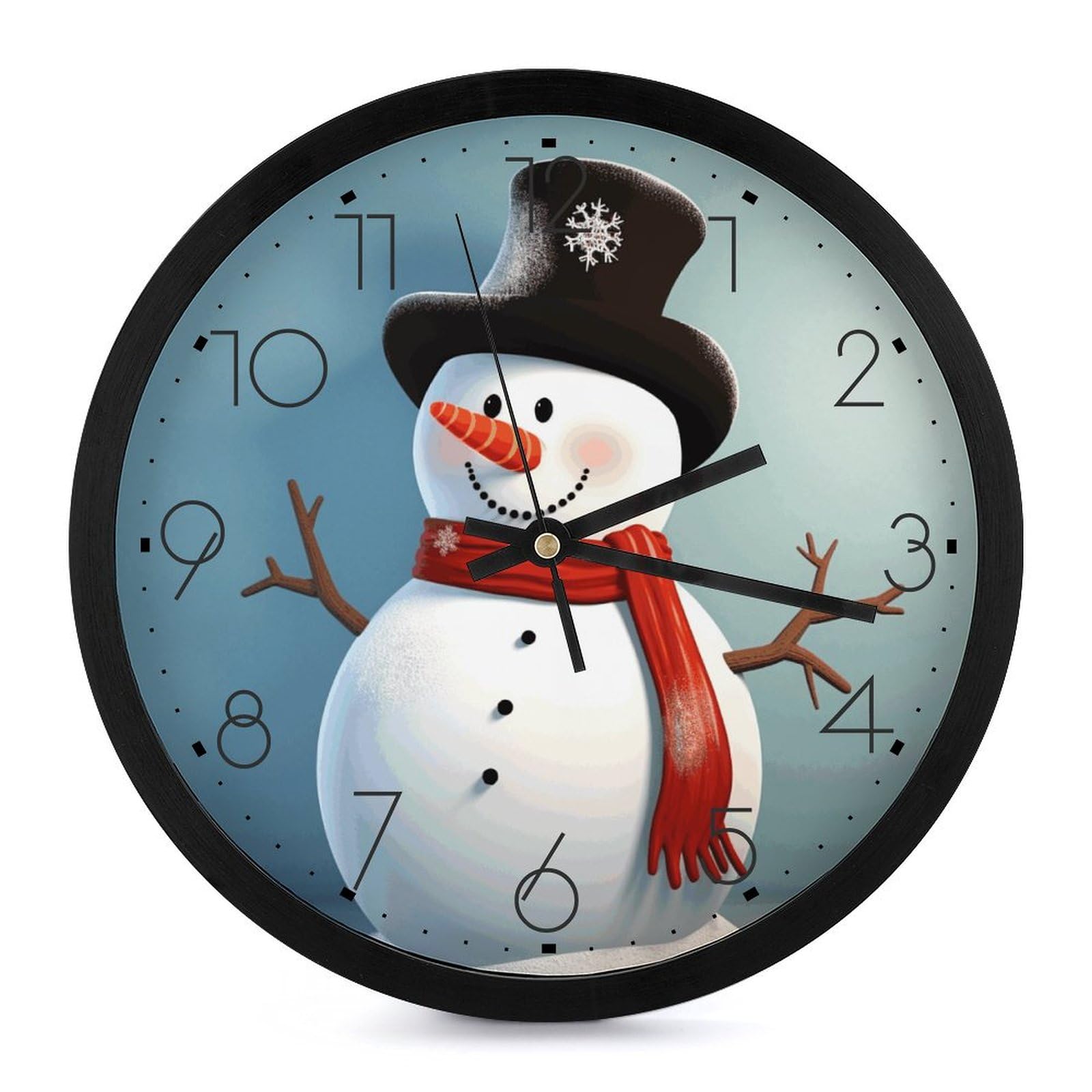 Horloge murale numérique bonhomme de neige cadeau idéal décoration salon et maison ronde