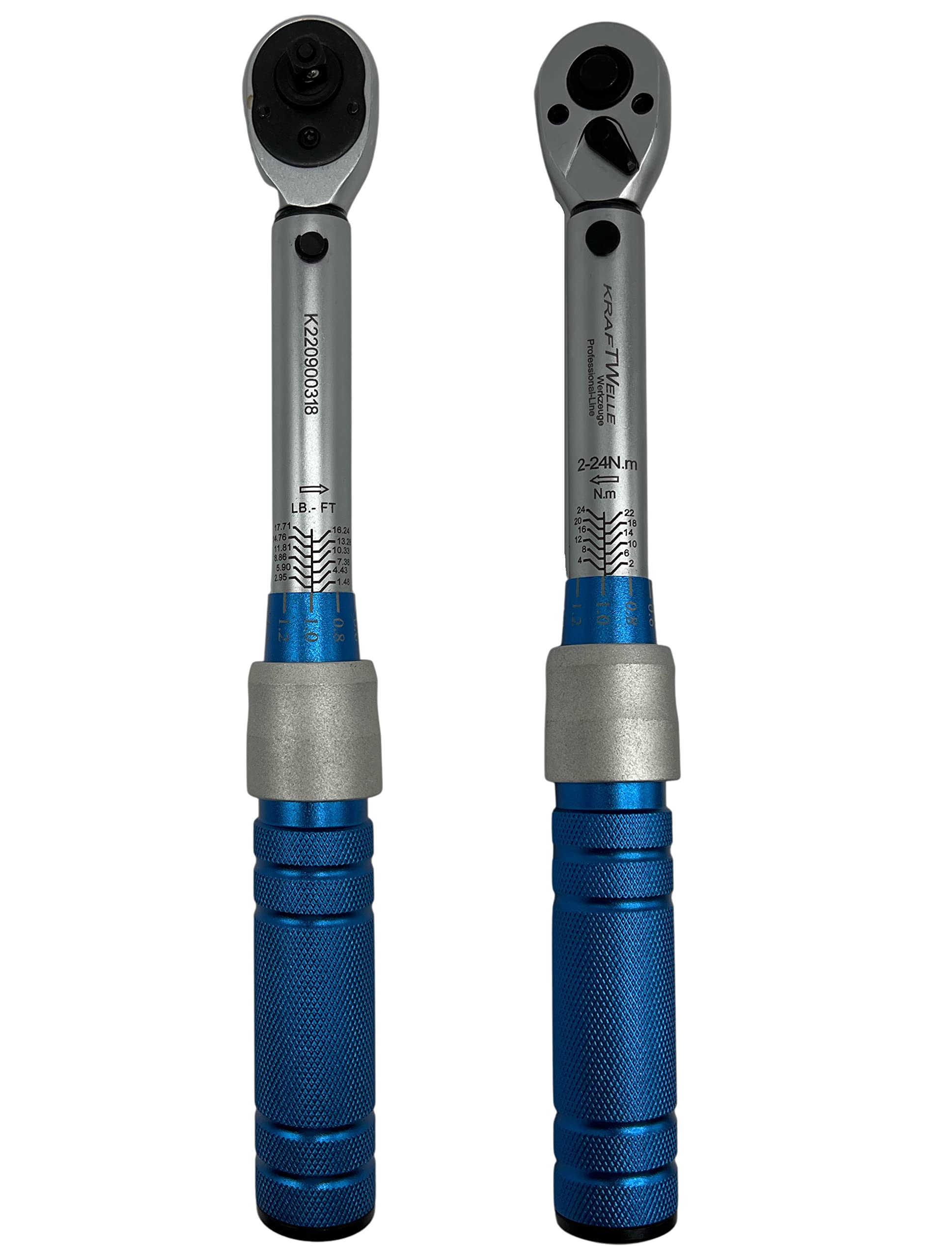 Kraftwelle Drehmomentschlüssel Set Fahrrad & Motorrad 1/4 Zoll Antrieb mit Umschaltknarre, Verlängerung, Messbereich 2-24 NM Präzisionswerkzeug inkl. Hex & Torx und PH Bits matte Optik Profi Werkzeug