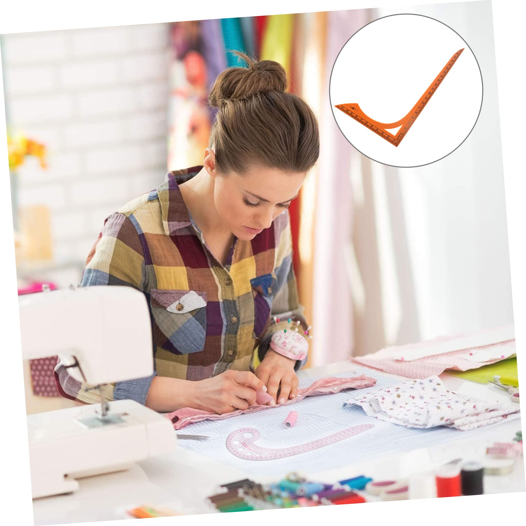 Regla de Corte en Forma de L para Costura y Patronaje | Plástico Naranja, Doble Escala Ángulo Recto, para Patchwork y Confección de Prendas