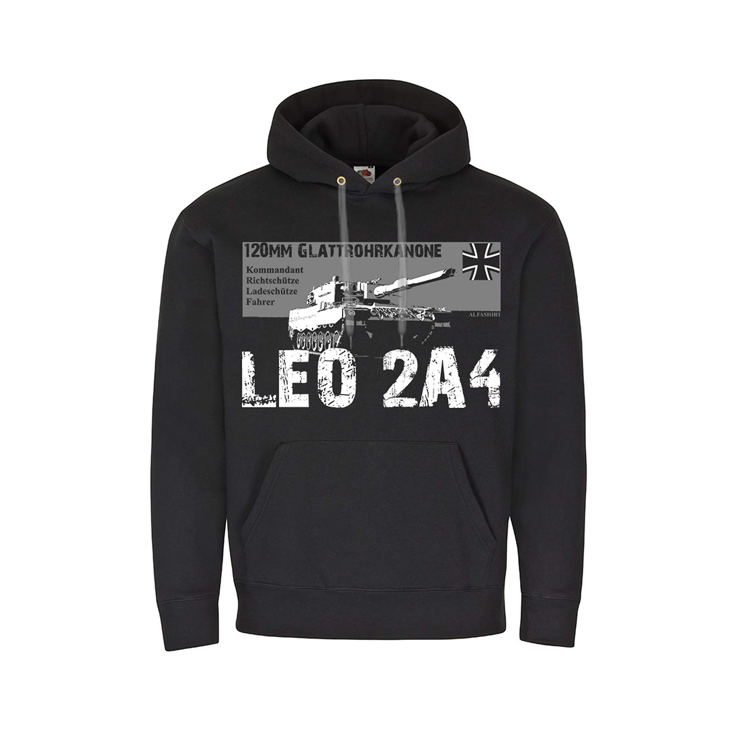 Sweat à capuche Copytec Leopard 2A4 noir en taille L motif char de combat allemand - 3