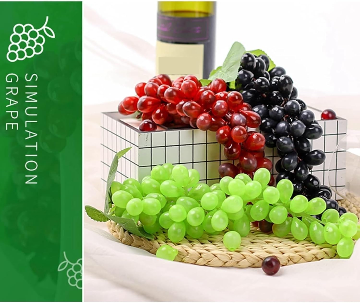 RUVOO Lifelike Faux Fruits Modle 5 Bunches of Purple Simulated Grapes Artificial Fruit Model for Decoration Photo Props
